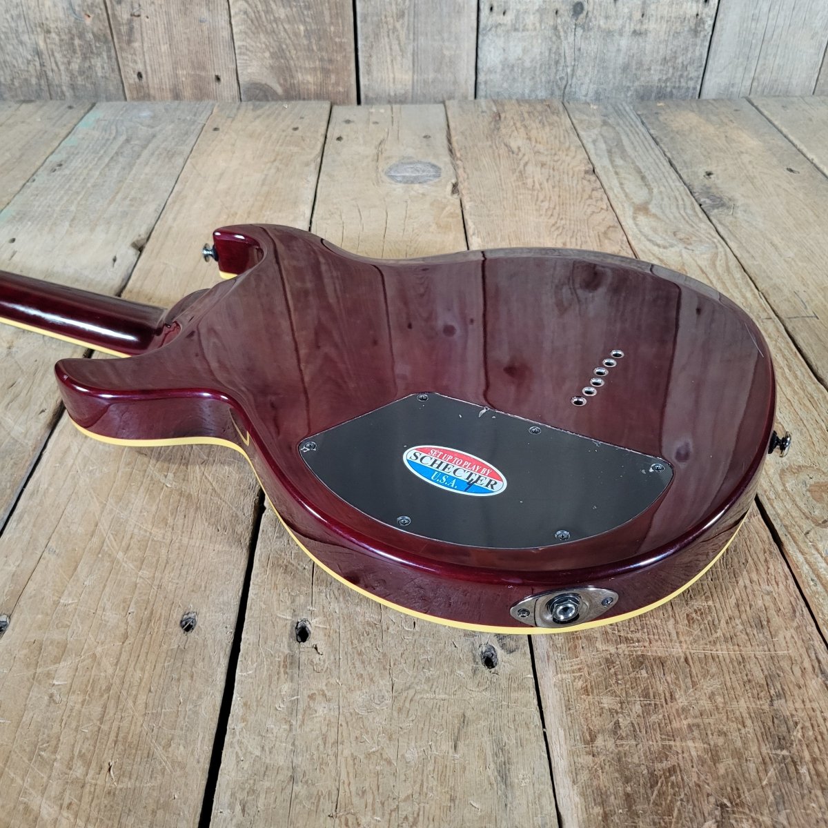 Schecter S - 1 Elite Double Cut 2003–2007 – Flame Top Black Cherry w/ Hard Case - Mahar's Vintage Guitars