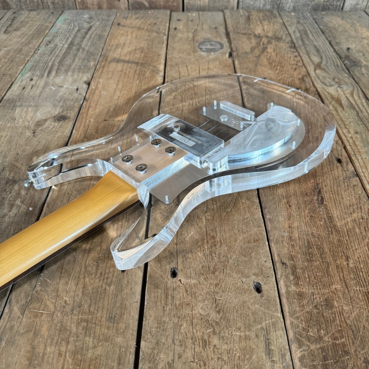 SOLD - Ampeg Dan Armstrong ADA4 Lucite Bass Reissue 2010 Clear Lucite - Mahar's Vintage Guitars