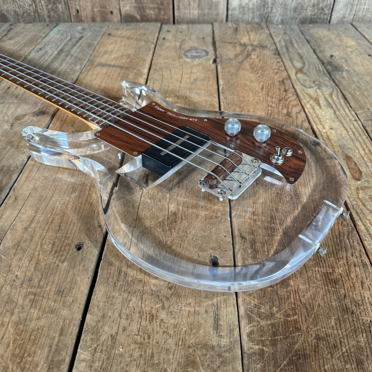 SOLD - Ampeg Dan Armstrong ADA4 Lucite Bass Reissue 2010 Clear Lucite - Mahar's Vintage Guitars