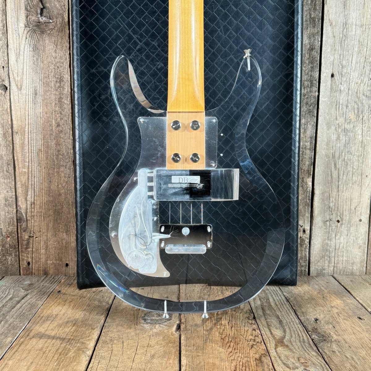 SOLD - Ampeg Dan Armstrong ADA4 Lucite Bass Reissue 2010 Clear Lucite - Mahar's Vintage Guitars