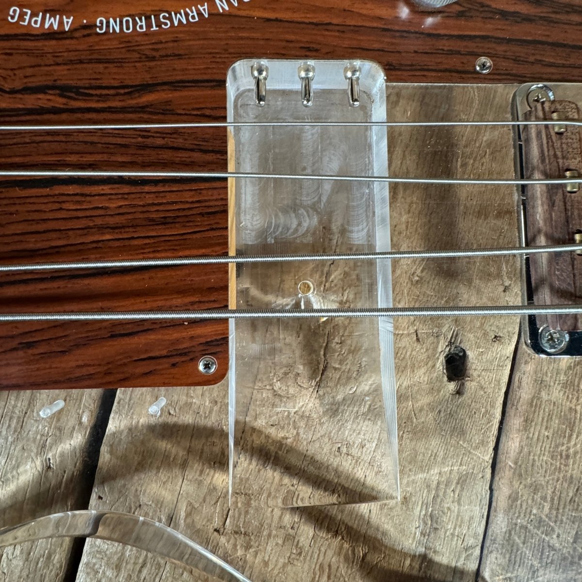 SOLD - Ampeg Dan Armstrong ADA4 Lucite Bass Reissue 2010 Clear Lucite - Mahar's Vintage Guitars