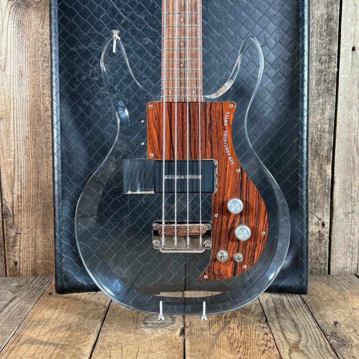 SOLD - Ampeg Dan Armstrong ADA4 Lucite Bass Reissue 2010 Clear Lucite - Mahar's Vintage Guitars