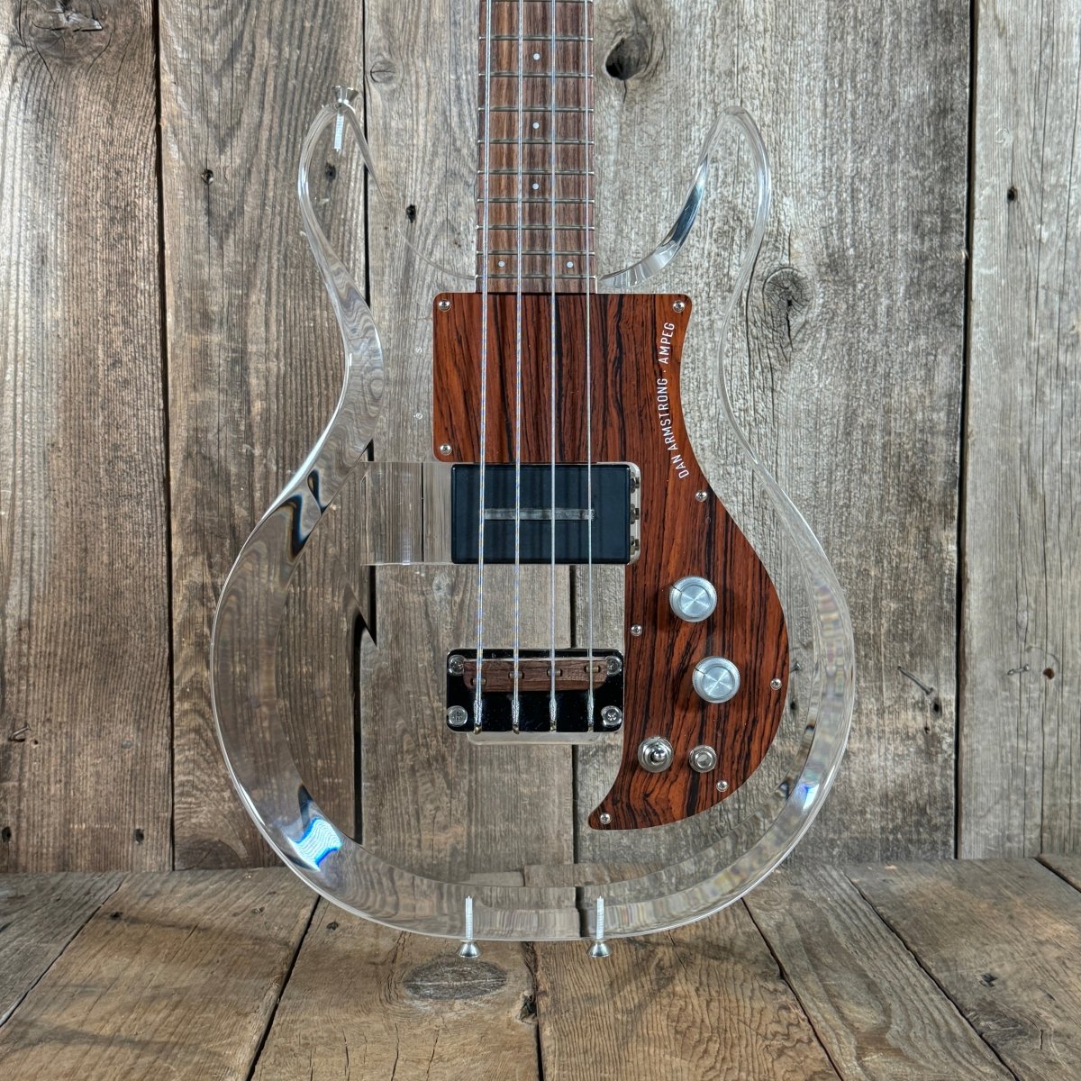 SOLD - Ampeg Dan Armstrong ADA4 Lucite Bass Reissue 2010 Clear Lucite - Mahar's Vintage Guitars