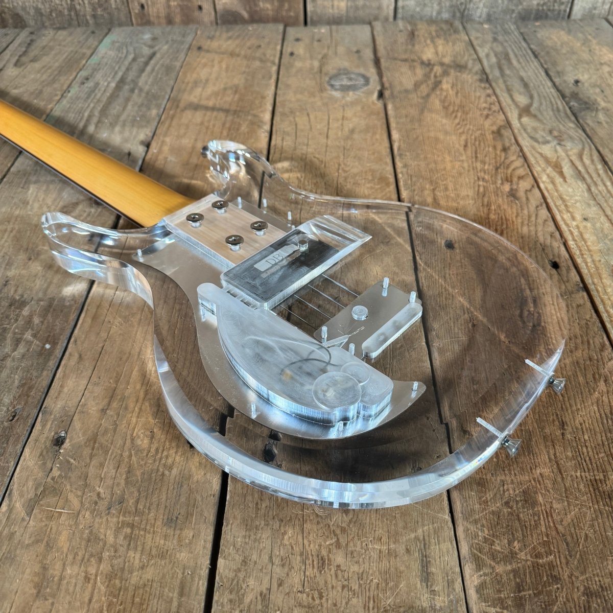 SOLD - Ampeg Dan Armstrong ADA4 Lucite Bass Reissue 2010 Clear Lucite - Mahar's Vintage Guitars