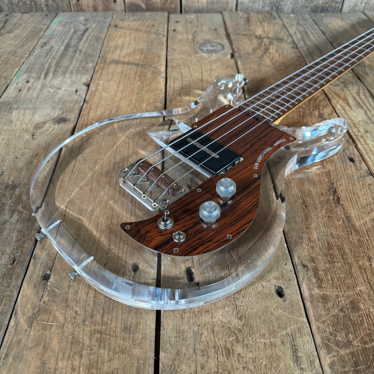 SOLD - Ampeg Dan Armstrong ADA4 Lucite Bass Reissue 2010 Clear Lucite - Mahar's Vintage Guitars