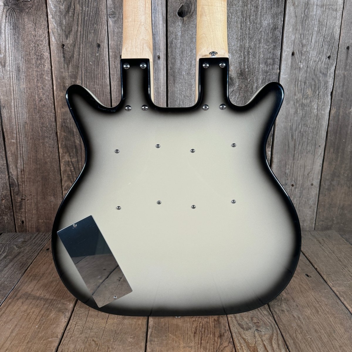 SOLD - Danelectro Double Neck Baritone and Guitar 2001 Black Burst with Case - Mahar's Vintage Guitars