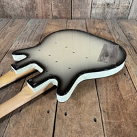 SOLD - Danelectro Double Neck Baritone and Guitar 2001 Black Burst with Case - Mahar's Vintage Guitars