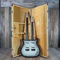 SOLD - Danelectro Double Neck Baritone and Guitar 2001 Black Burst with Case - Mahar's Vintage Guitars