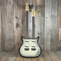 SOLD - Danelectro Double Neck Baritone and Guitar 2001 Black Burst with Case - Mahar's Vintage Guitars