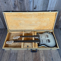 SOLD - Danelectro Double Neck Baritone and Guitar 2001 Black Burst with Case - Mahar's Vintage Guitars