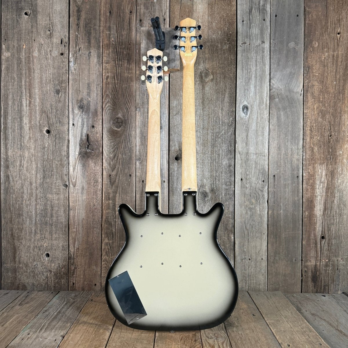 SOLD - Danelectro Double Neck Baritone and Guitar 2001 Black Burst with Case - Mahar's Vintage Guitars