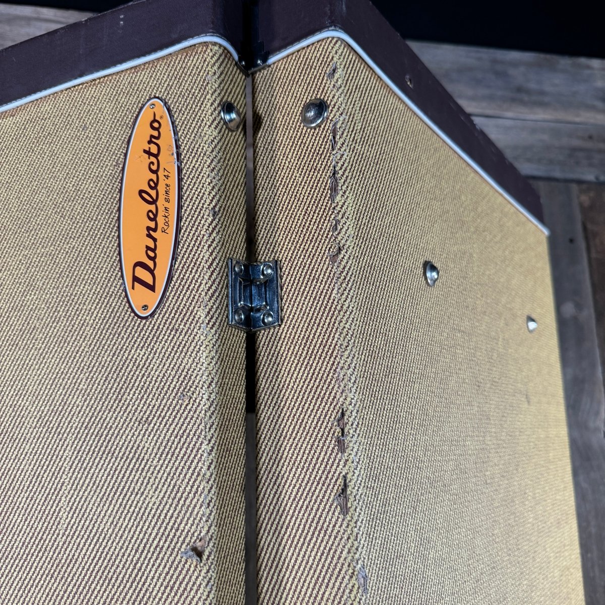 SOLD - Danelectro Double Neck Baritone and Guitar 2001 Black Burst with Case - Mahar's Vintage Guitars