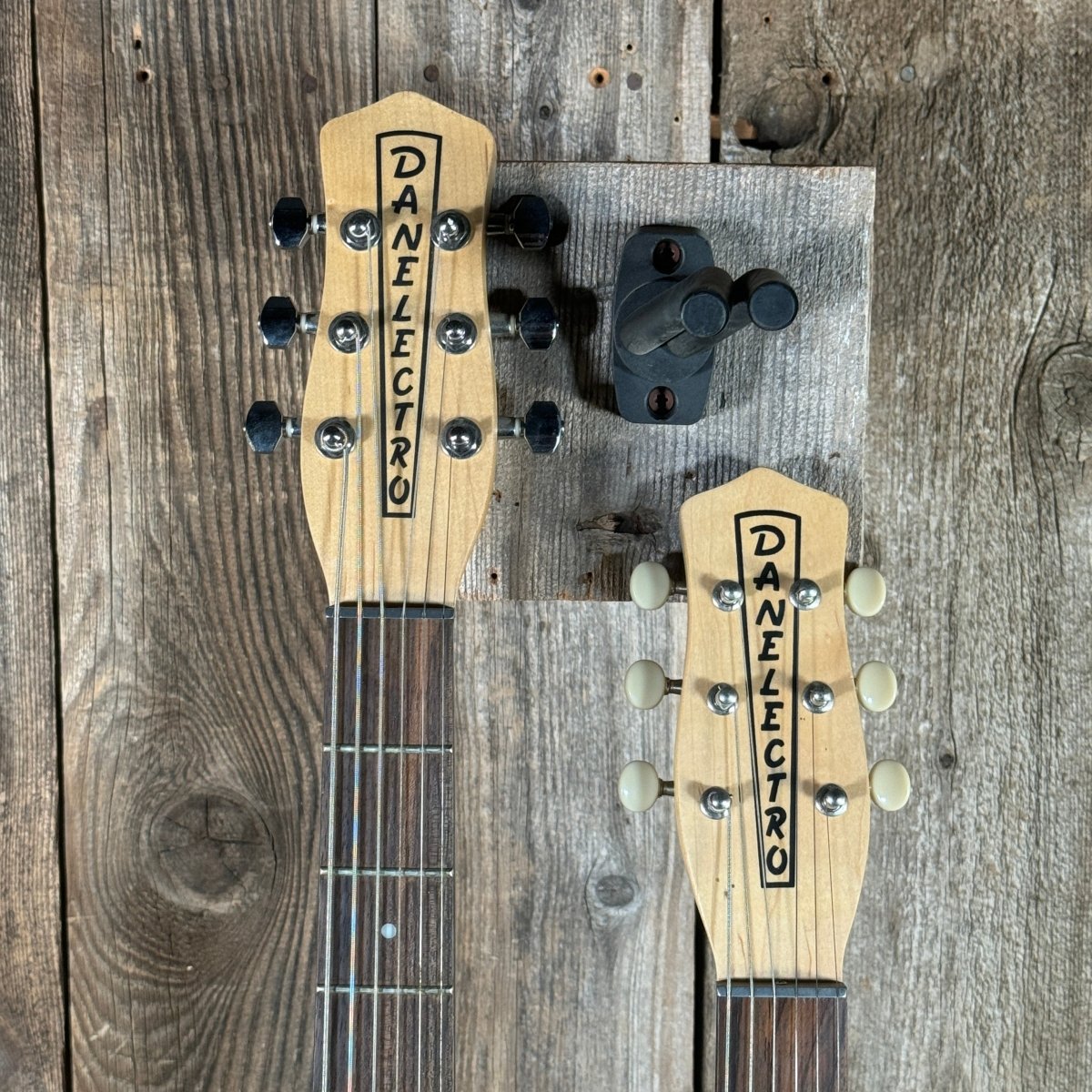 SOLD - Danelectro Double Neck Baritone and Guitar 2001 Black Burst with Case - Mahar's Vintage Guitars