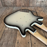 SOLD - Danelectro Double Neck Baritone and Guitar 2001 Black Burst with Case - Mahar's Vintage Guitars