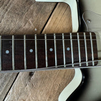 SOLD - Danelectro Double Neck Baritone and Guitar 2001 Black Burst with Case - Mahar's Vintage Guitars