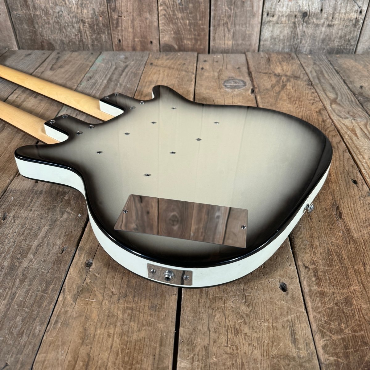 SOLD - Danelectro Double Neck Baritone and Guitar 2001 Black Burst with Case - Mahar's Vintage Guitars