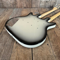 SOLD - Danelectro Double Neck Baritone and Guitar 2001 Black Burst with Case - Mahar's Vintage Guitars