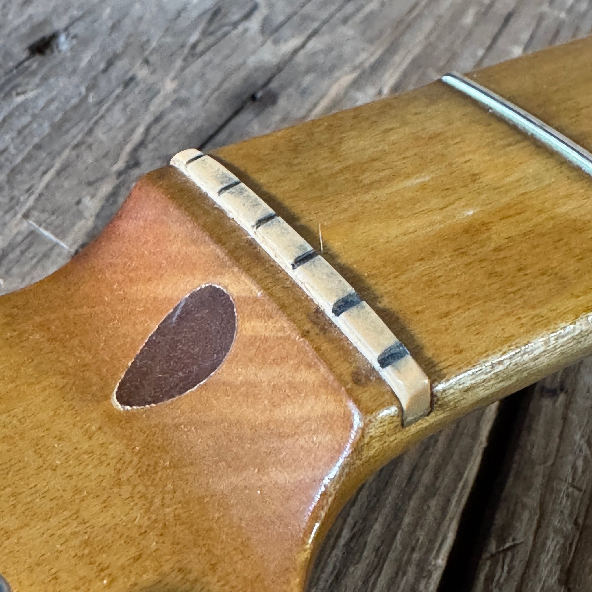 SOLD - Danocaster Blackguard Telecaster Singlecut V Neck 2017 Butterscotch Blonde - Mahar's Vintage Guitars