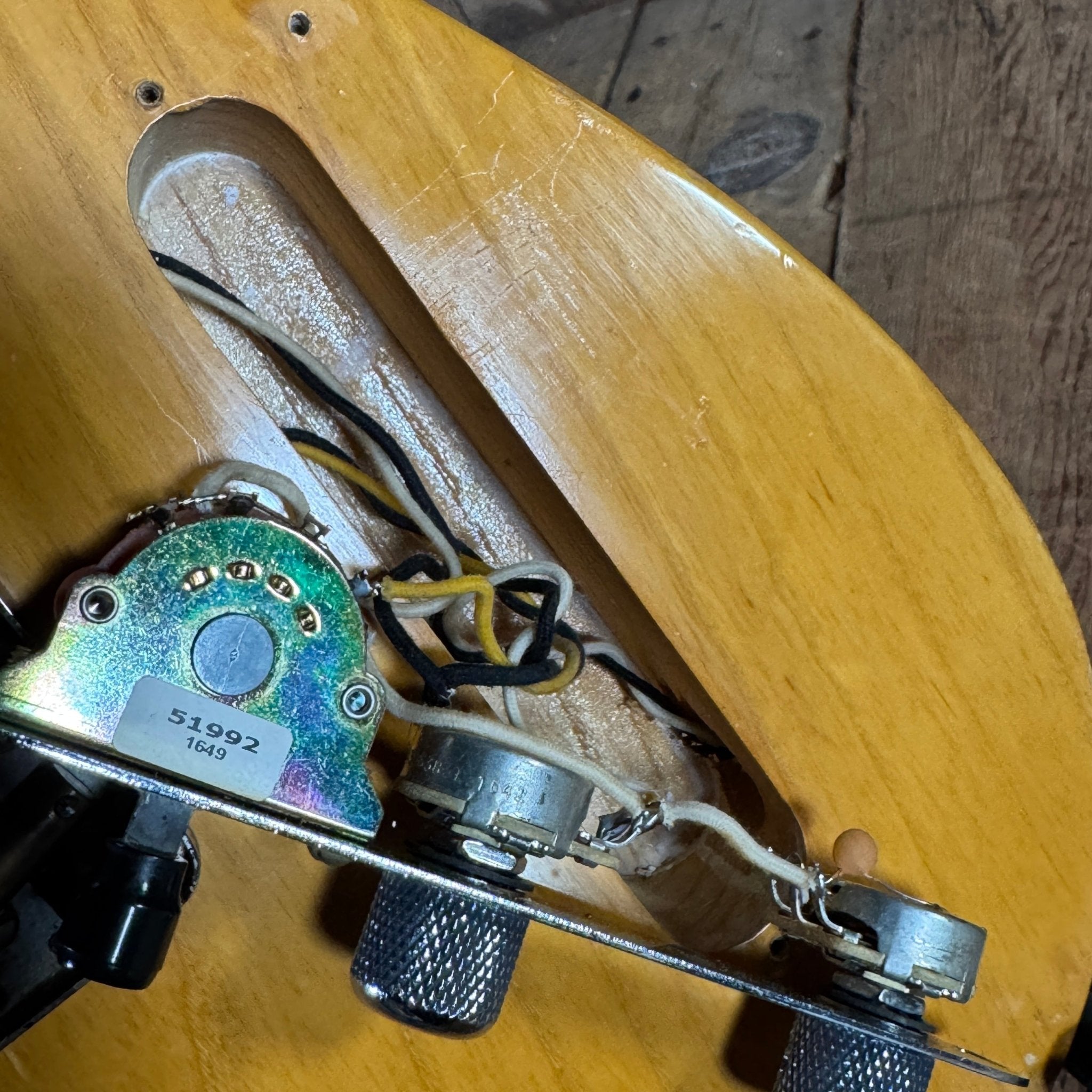 SOLD - Danocaster Blackguard Telecaster Singlecut V Neck 2017 Butterscotch Blonde - Mahar's Vintage Guitars