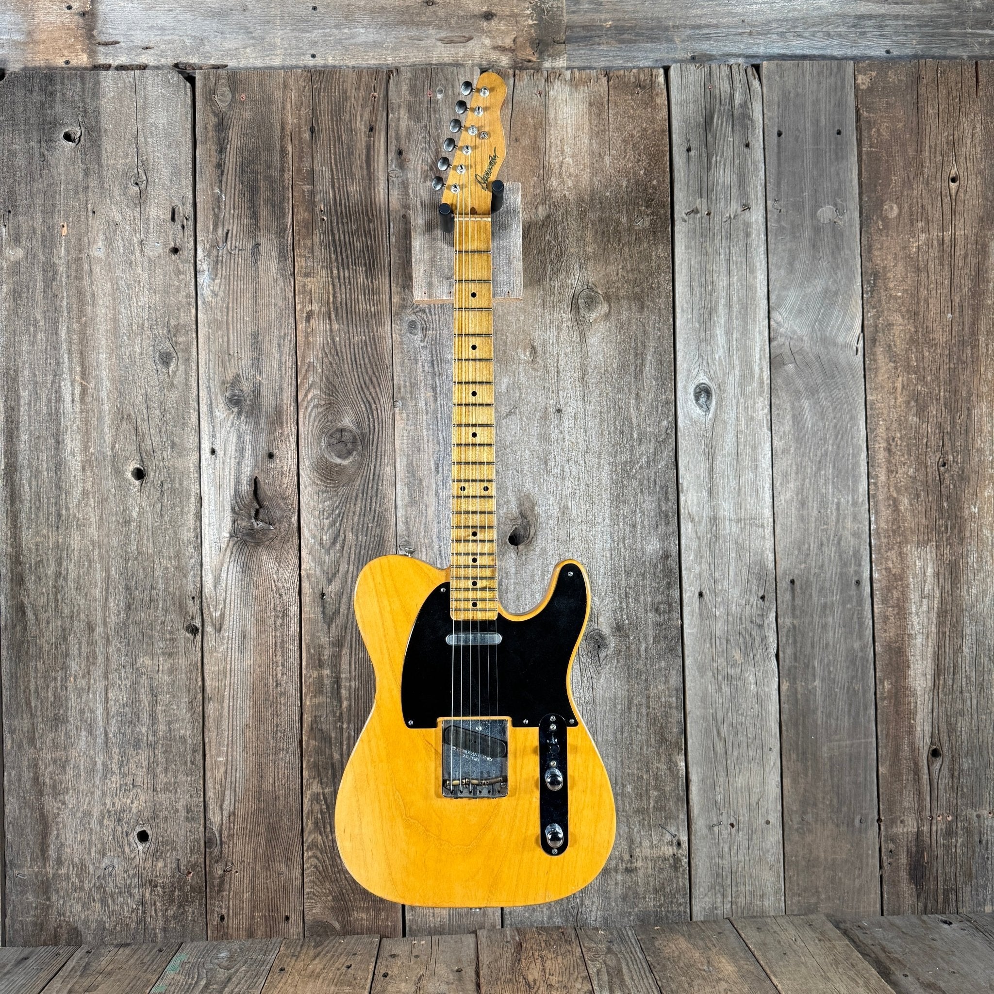 SOLD - Danocaster Blackguard Telecaster Singlecut V Neck 2017 Butterscotch Blonde - Mahar's Vintage Guitars