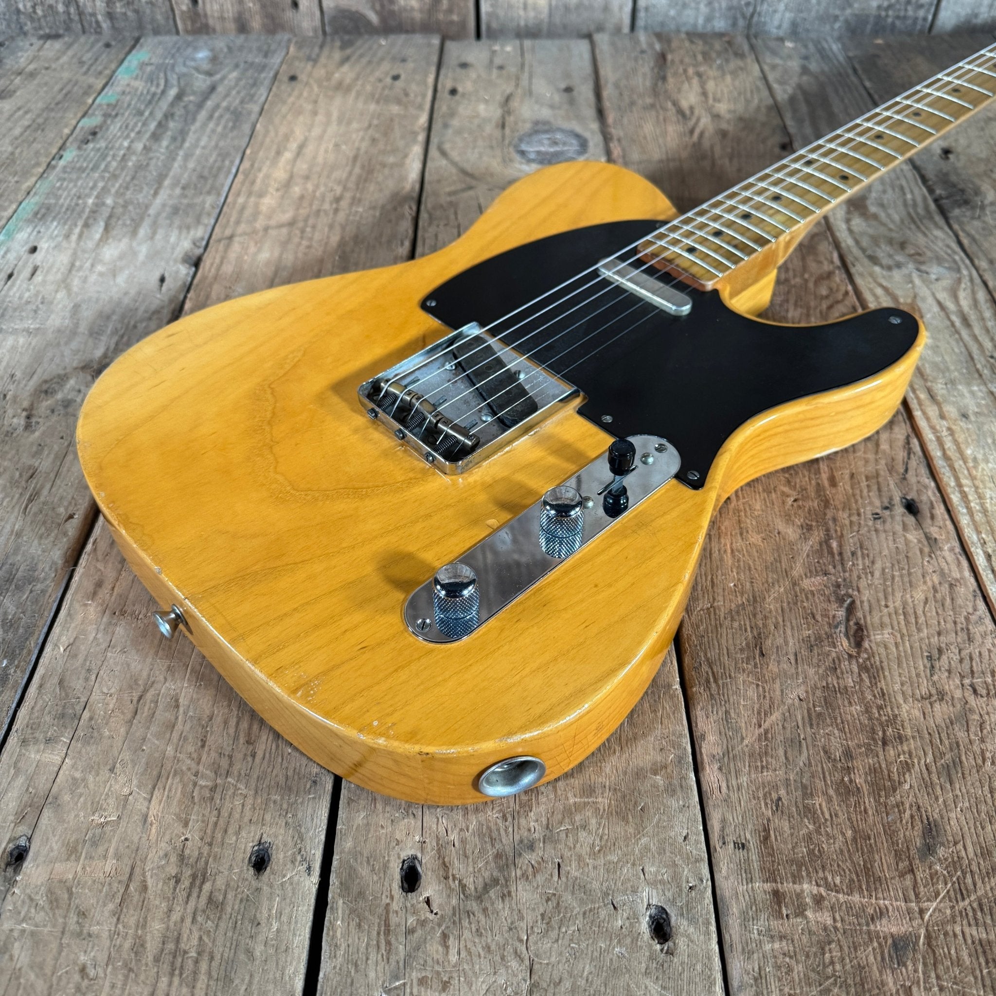 SOLD - Danocaster Blackguard Telecaster Singlecut V Neck 2017 Butterscotch Blonde - Mahar's Vintage Guitars