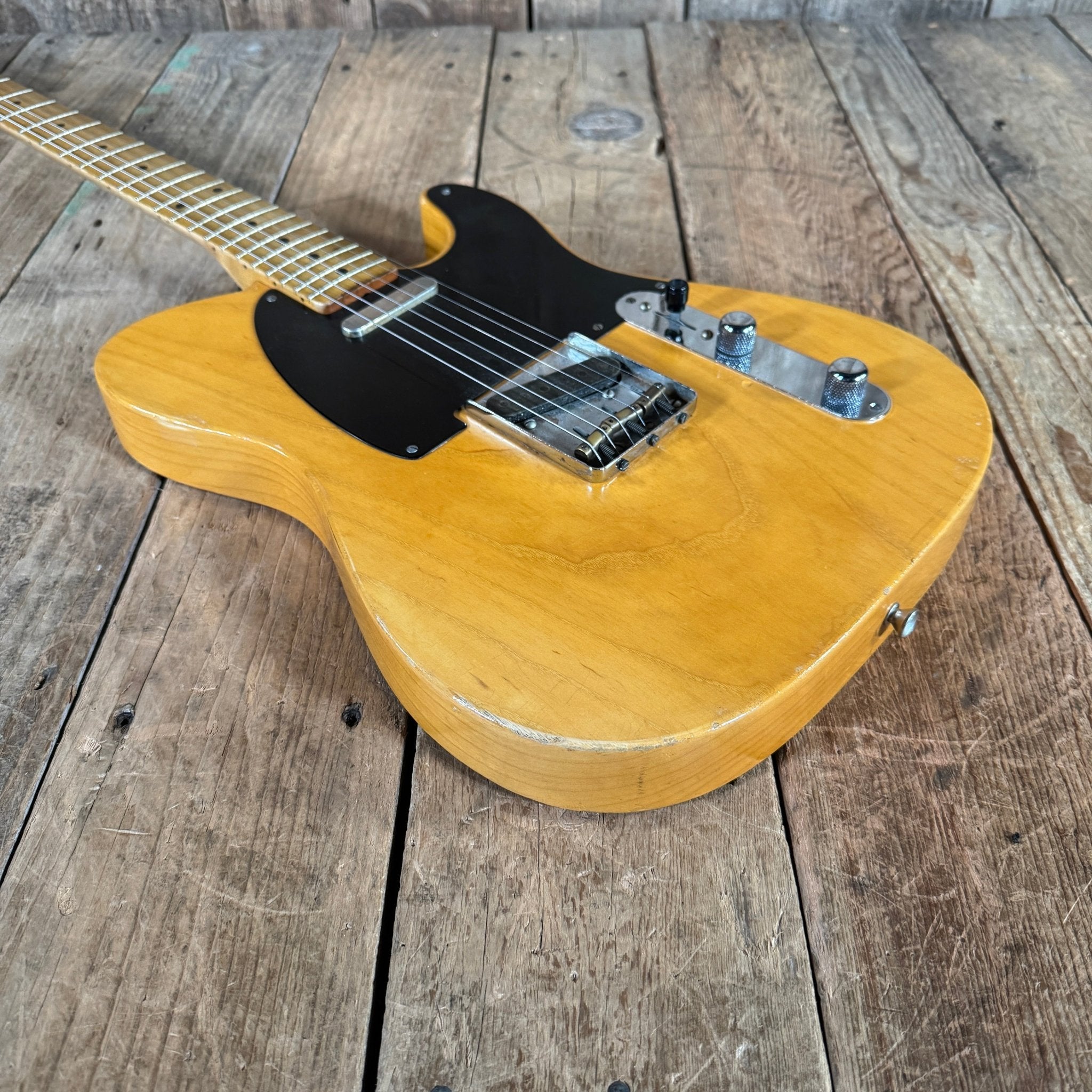 SOLD - Danocaster Blackguard Telecaster Singlecut V Neck 2017 Butterscotch Blonde - Mahar's Vintage Guitars