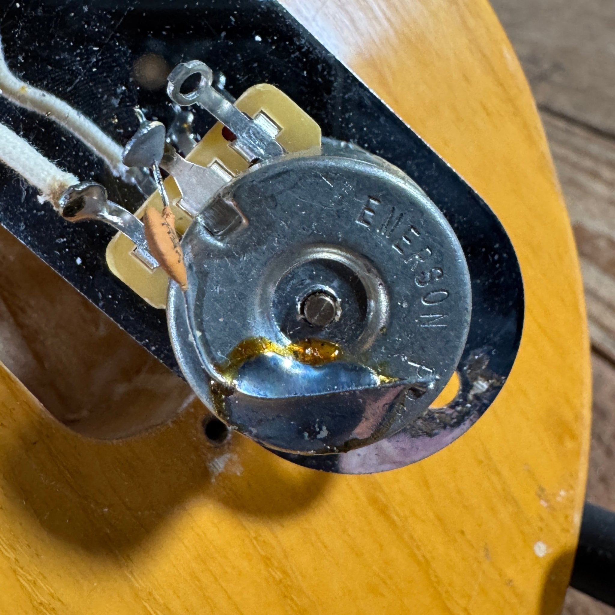 SOLD - Danocaster Blackguard Telecaster Singlecut V Neck 2017 Butterscotch Blonde - Mahar's Vintage Guitars