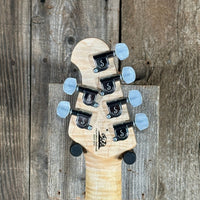 SOLD - Ernie Ball Music Man Axis Quilt Top With Matching Headstock 2020 Trans Gold Flame - Mahar's Vintage Guitars