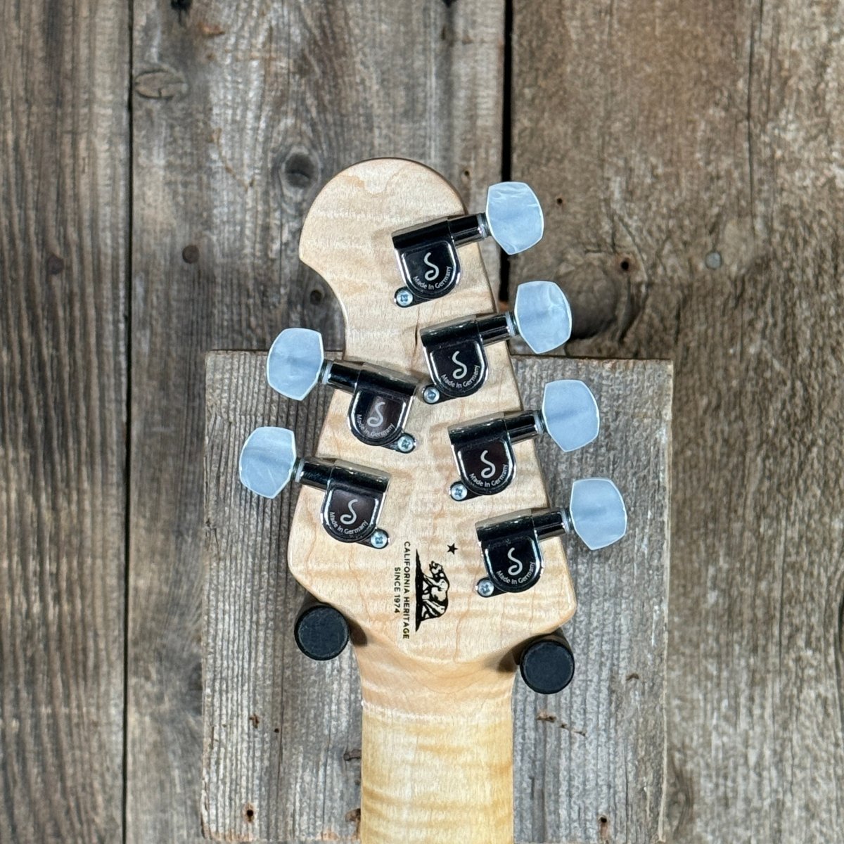 SOLD - Ernie Ball Music Man Axis Quilt Top With Matching Headstock 2020 Trans Gold Flame - Mahar's Vintage Guitars