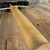 SOLD - Ernie Ball Music Man Axis Quilt Top With Matching Headstock 2020 Trans Gold Flame - Mahar's Vintage Guitars