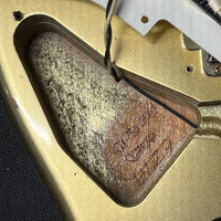 SOLD - Fender 1957 Strat Relic Aged HLE 2022 Gold Relic 7.5 lbs! - Mahar's Vintage Guitars