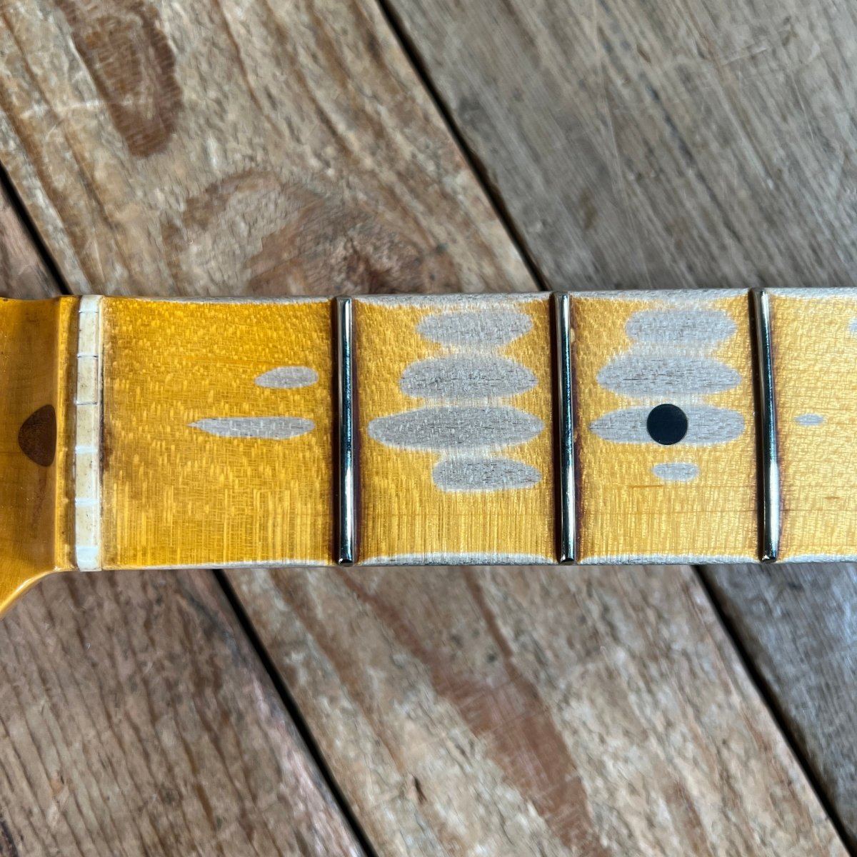 SOLD - Fender 1957 Strat Relic Aged HLE 2022 Gold Relic 7.5 lbs! - Mahar's Vintage Guitars