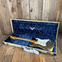 SOLD - Fender 1957 Strat Relic Aged HLE 2022 Gold Relic 7.5 lbs! - Mahar's Vintage Guitars