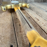 SOLD - Fender 1957 Strat Relic Aged HLE 2022 Gold Relic 7.5 lbs! - Mahar's Vintage Guitars