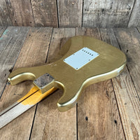 SOLD - Fender 1957 Strat Relic Aged HLE 2022 Gold Relic 7.5 lbs! - Mahar's Vintage Guitars