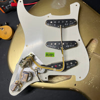 SOLD - Fender 1957 Strat Relic Aged HLE 2022 Gold Relic 7.5 lbs! - Mahar's Vintage Guitars