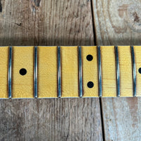 SOLD - Fender 1957 Strat Relic Aged HLE 2022 Gold Relic 7.5 lbs! - Mahar's Vintage Guitars