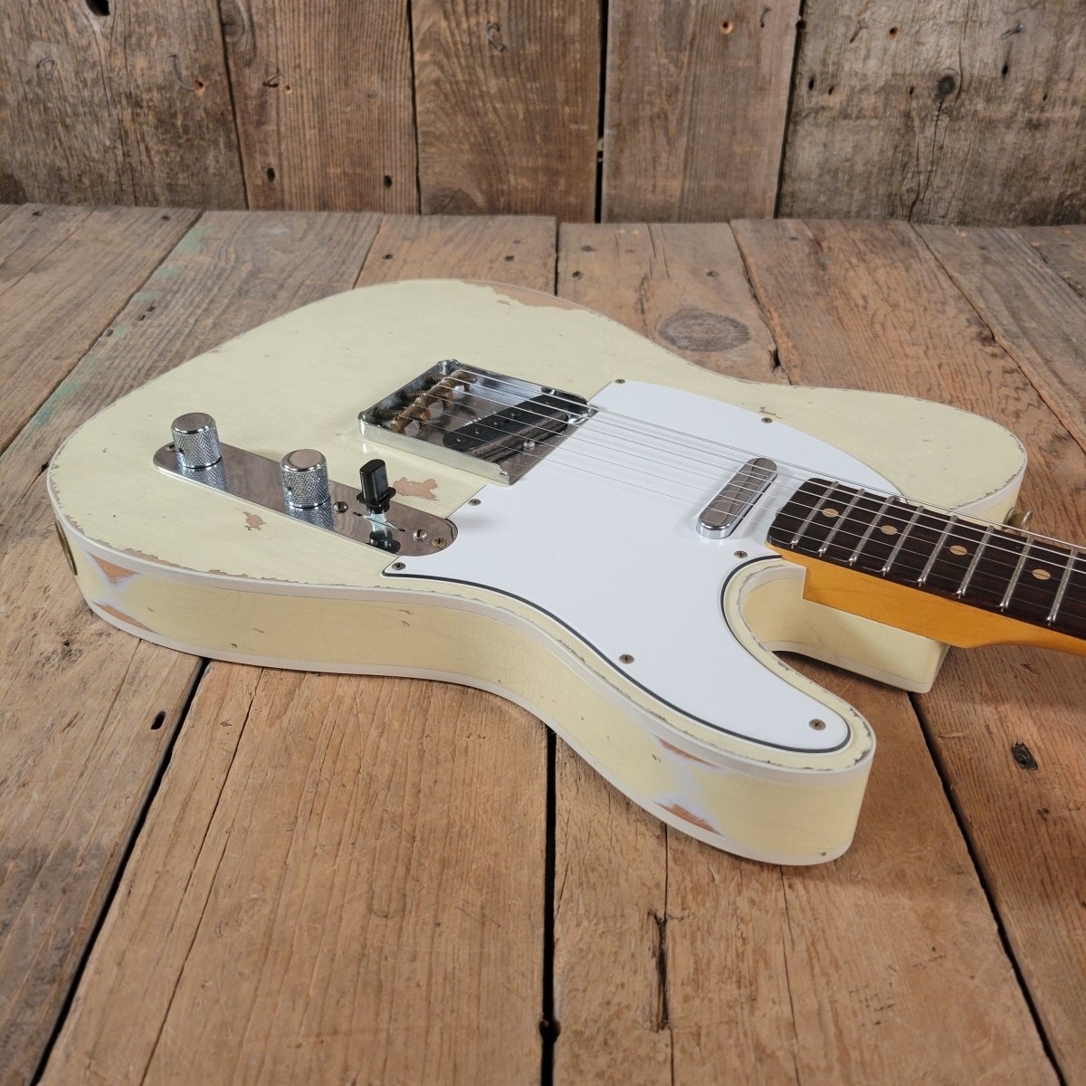 SOLD - Fender 62 Telecaster Relic Custom Double Bound Custom Shop 2022 White - Mahar's Vintage Guitars