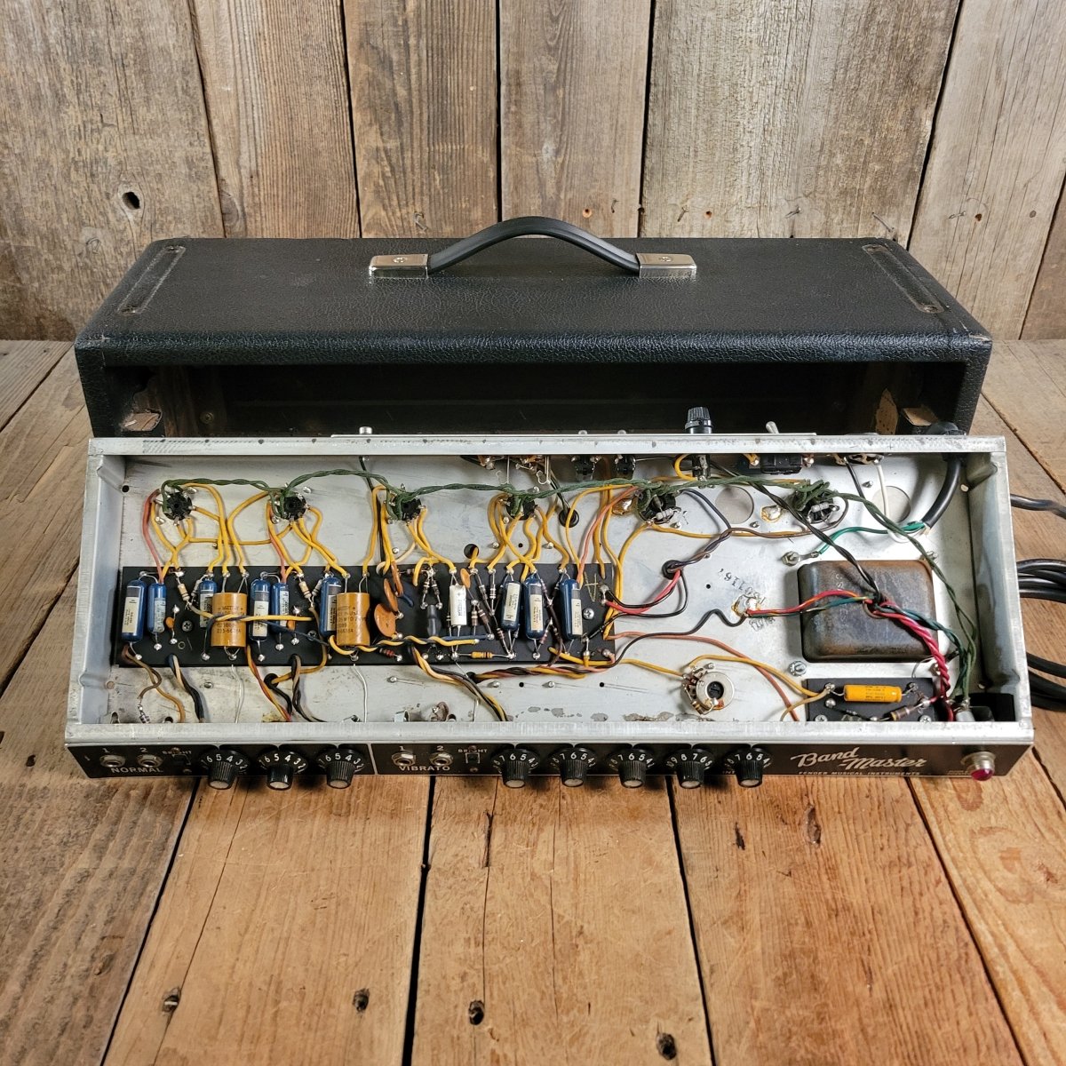 SOLD - Fender Bandmaster Head 1967 black panel guitar amp - Mahar's Vintage Guitars