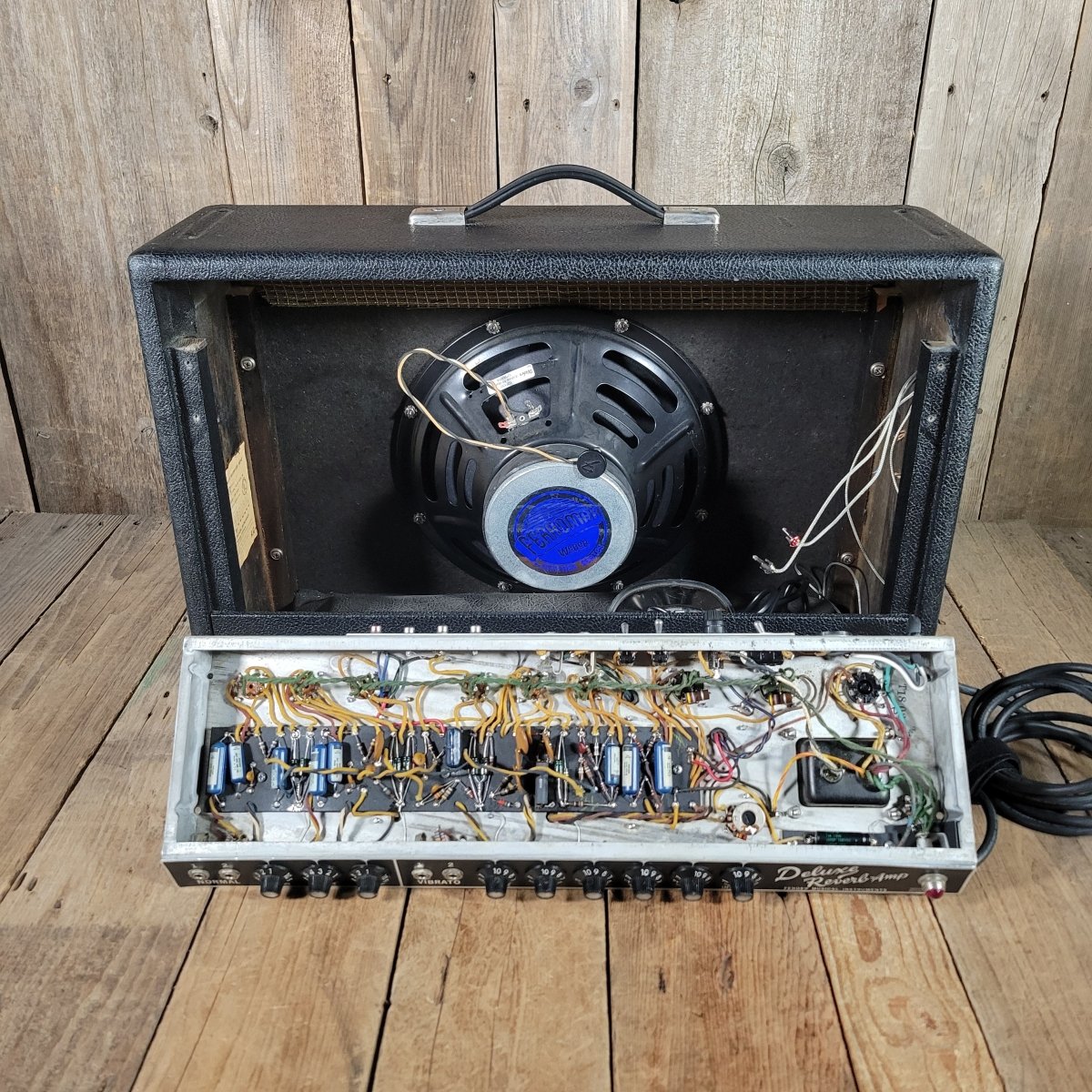 SOLD - Fender Deluxe Reverb AB763 Black Panel 1967 - Mahar's Vintage Guitars