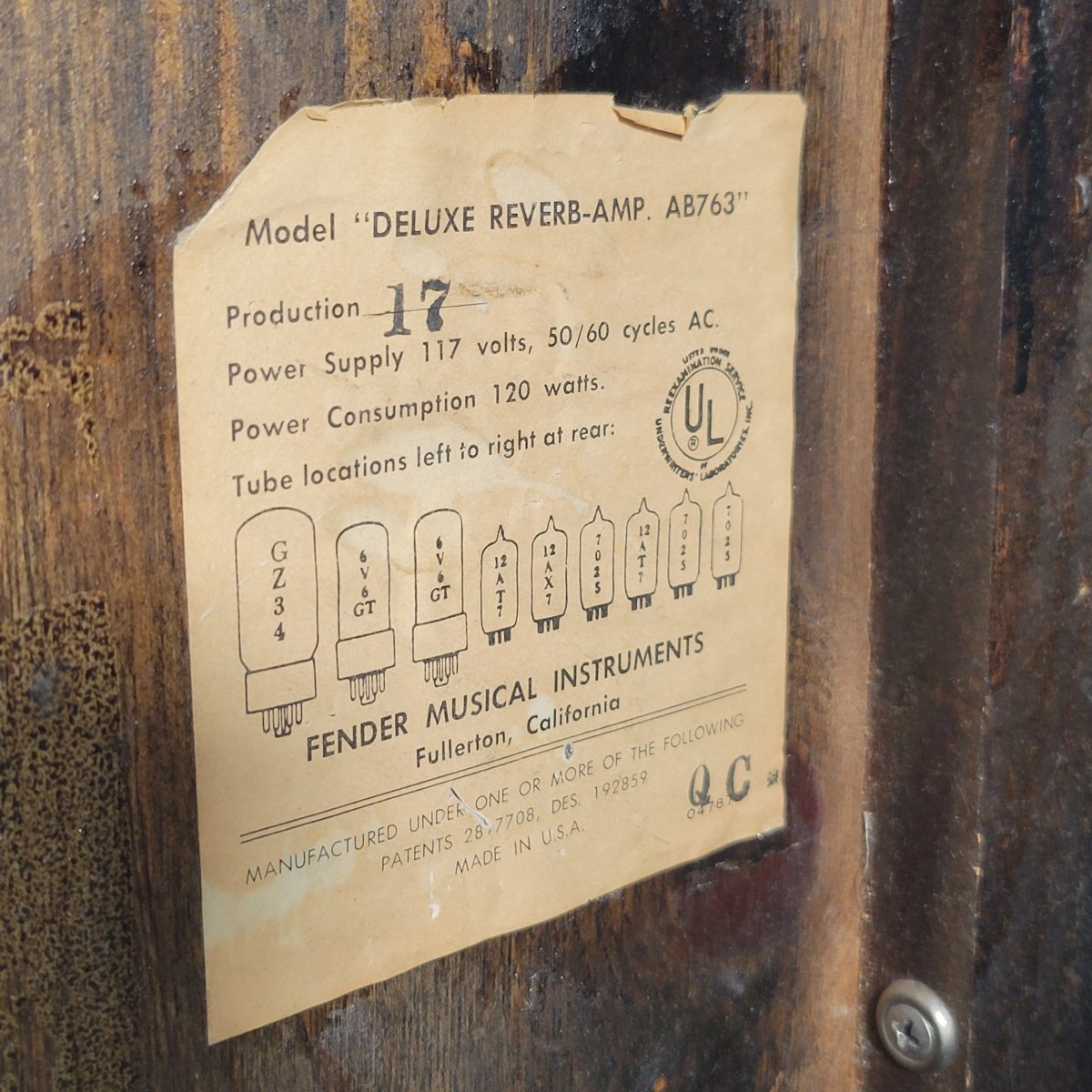 SOLD - Fender Deluxe Reverb AB763 Black Panel 1967 - Mahar's Vintage Guitars