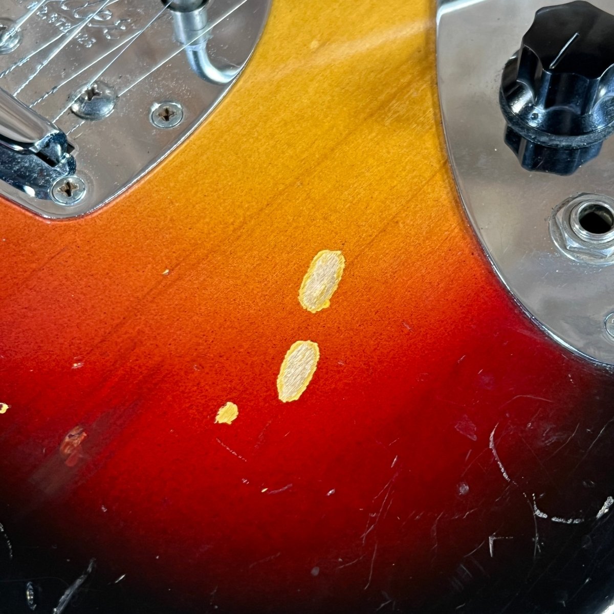 SOLD - Fender Jaguar Factory Refin or Restore 1963 body date L Plate 1964 Sunburst - Mahar's Vintage Guitars