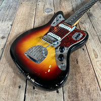 SOLD - Fender Jaguar Factory Refin or Restore 1963 body date L Plate 1964 Sunburst - Mahar's Vintage Guitars