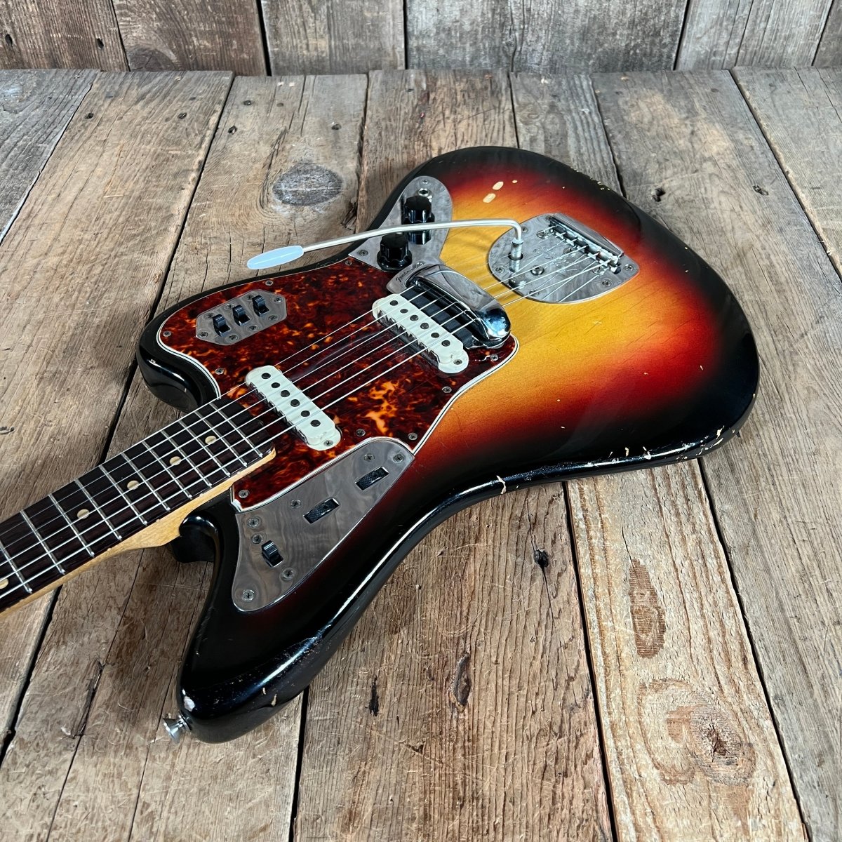 SOLD - Fender Jaguar Factory Refin or Restore 1963 body date L Plate 1964 Sunburst - Mahar's Vintage Guitars