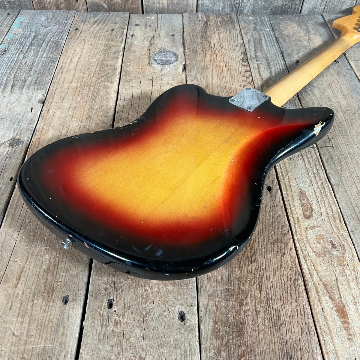 SOLD - Fender Jaguar Factory Refin or Restore 1963 body date L Plate 1964 Sunburst - Mahar's Vintage Guitars