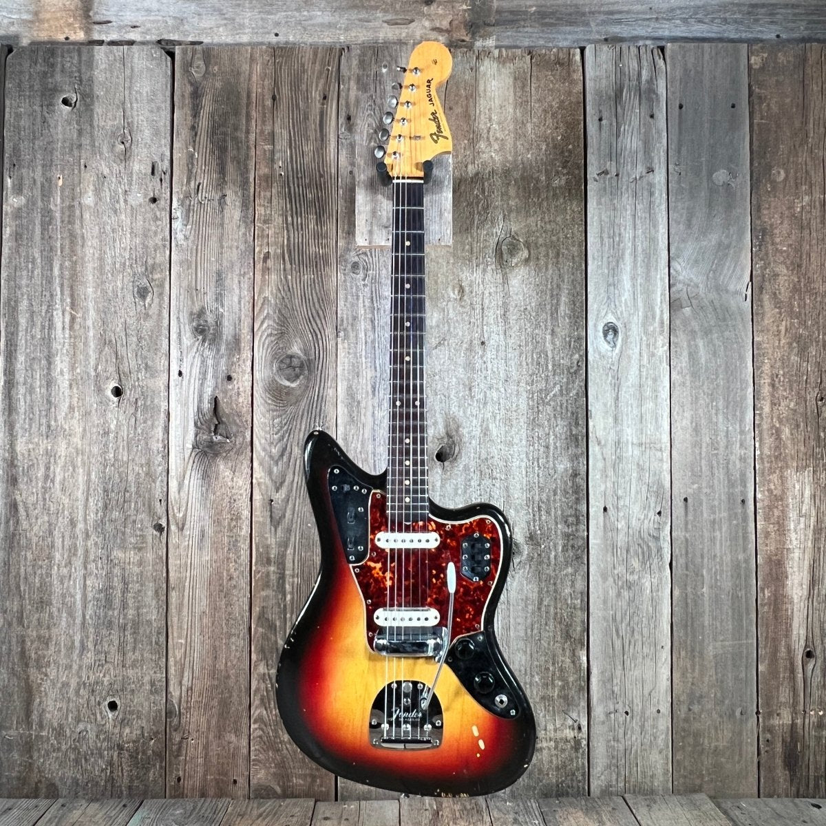SOLD - Fender Jaguar Factory Refin or Restore 1963 body date L Plate 1964 Sunburst - Mahar's Vintage Guitars