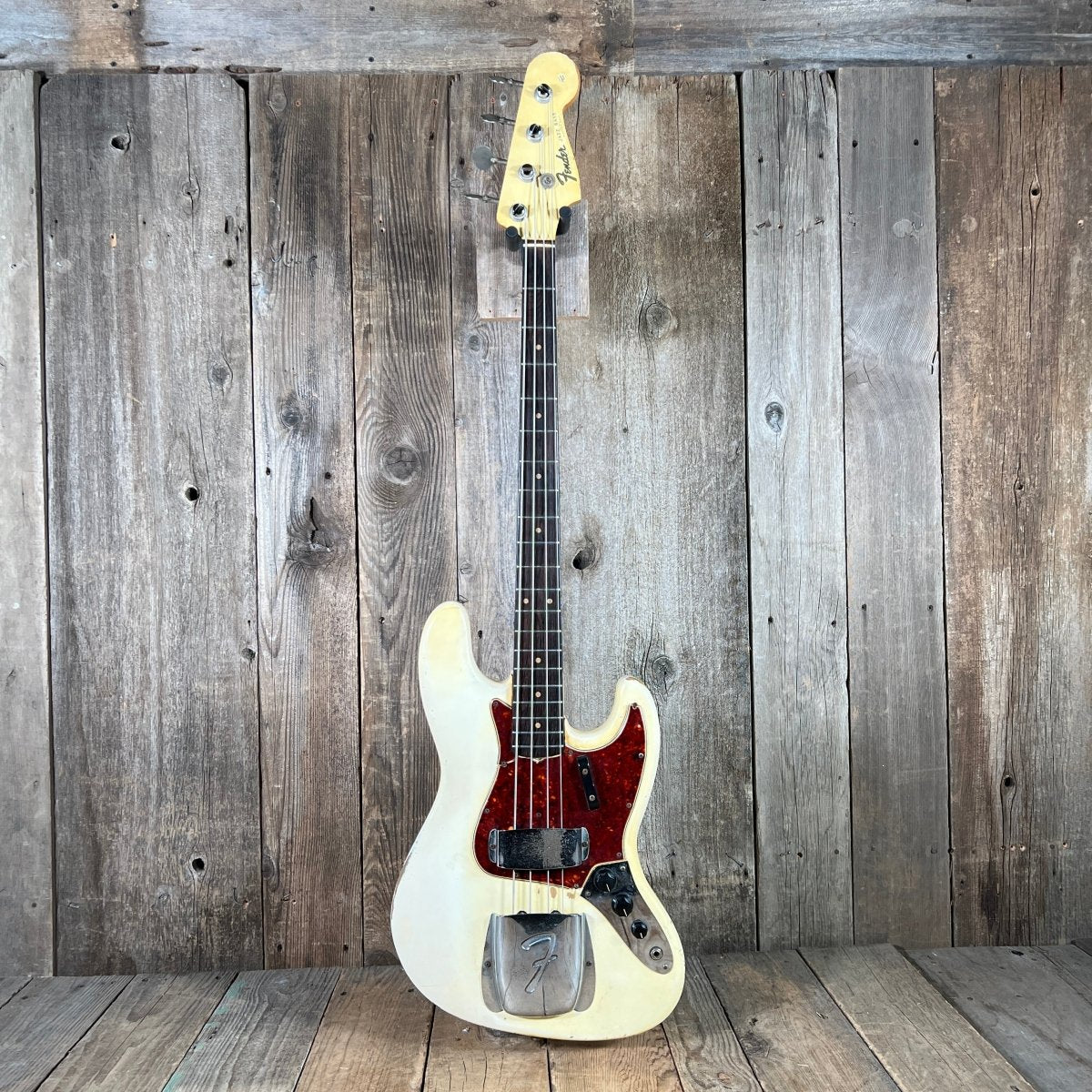 SOLD - Fender Jazz Bass Olympic White Matching Headstock Pre CBS Custom Color 1964 - Mahar's Vintage Guitars
