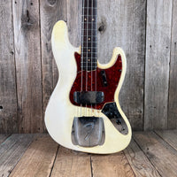 SOLD - Fender Jazz Bass Olympic White Matching Headstock Pre CBS Custom Color 1964 - Mahar's Vintage Guitars