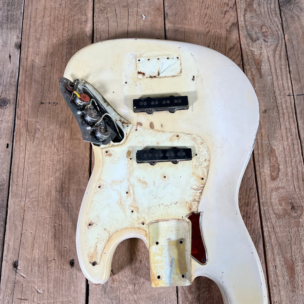 SOLD - Fender Jazz Bass Olympic White Matching Headstock Pre CBS Custom Color 1964 - Mahar's Vintage Guitars