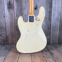 SOLD - Fender Jazz Bass Olympic White Matching Headstock Pre CBS Custom Color 1964 - Mahar's Vintage Guitars